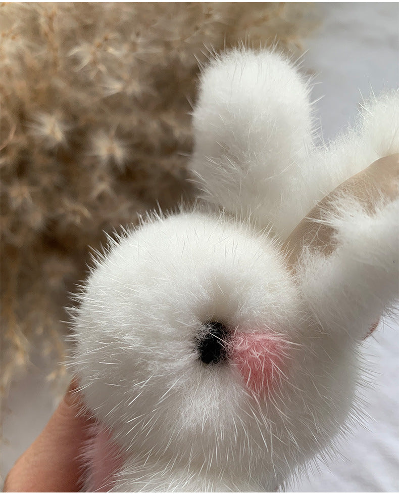 Cute Mink Fur Bunny Charm Keychain & Car Decor