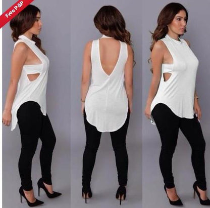 Clearance Sleeveless Backless Plus Size Forked Tail T-shirt