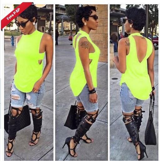 Clearance Sleeveless Backless Plus Size Forked Tail T-shirt