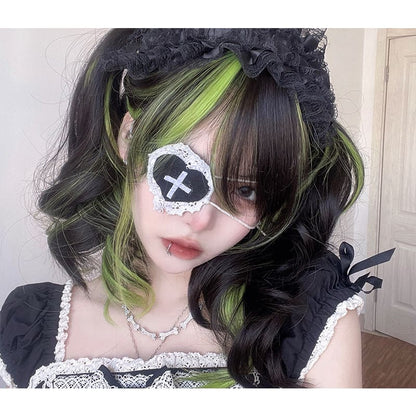 Free Shipping For Hivava Lovely Kawaii eGirl Monster Style Green Black Curly Wig