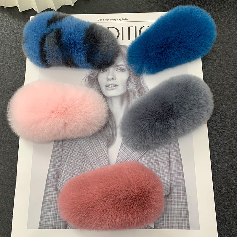 Cute Real Rabbit Fur Hair Clips - Sweet & Trendy