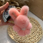 Cute Mink Fur Bunny Charm Keychain & Car Decor