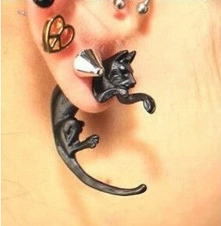 Long Tail Cat Through Single Earring-Homeunderwear