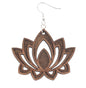 Free Shipping For Lotus wood laser cut earrings