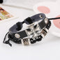 Alloy Beaded Cross Leather Bracelet-Homeunderwear