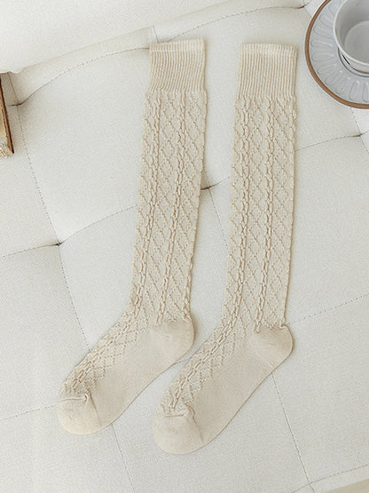 Casual Skinny Solid Color Twist Socks-Homeunderwear