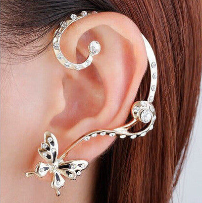 Personality Butterfly Crystal Earring Clip