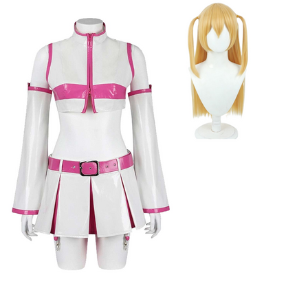 Free Shipping For2.5 Dimensional Seduction Anime Ririsa Amano Women White Pink Dress Set Cosplay Costume