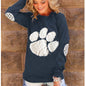 Bear's-Paw Print Long Sleeves Blouse-Homeunderwear