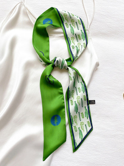 Chic Silk Imitation Cactus Print Scarf-Homeunderwear