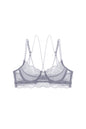 Gray Soft Lace Trim Cross Strap Bra Top