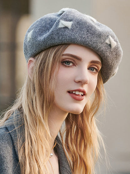 New Fashion Urban Wool Bow-Embellished Beret Hat-Homeundewear