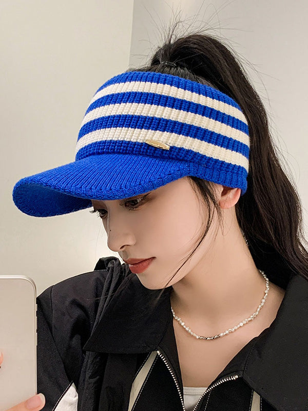 New Fashion Casual Weave Contrast Color Striped Jacquard Solid Color Hats&Caps-Homeundewear