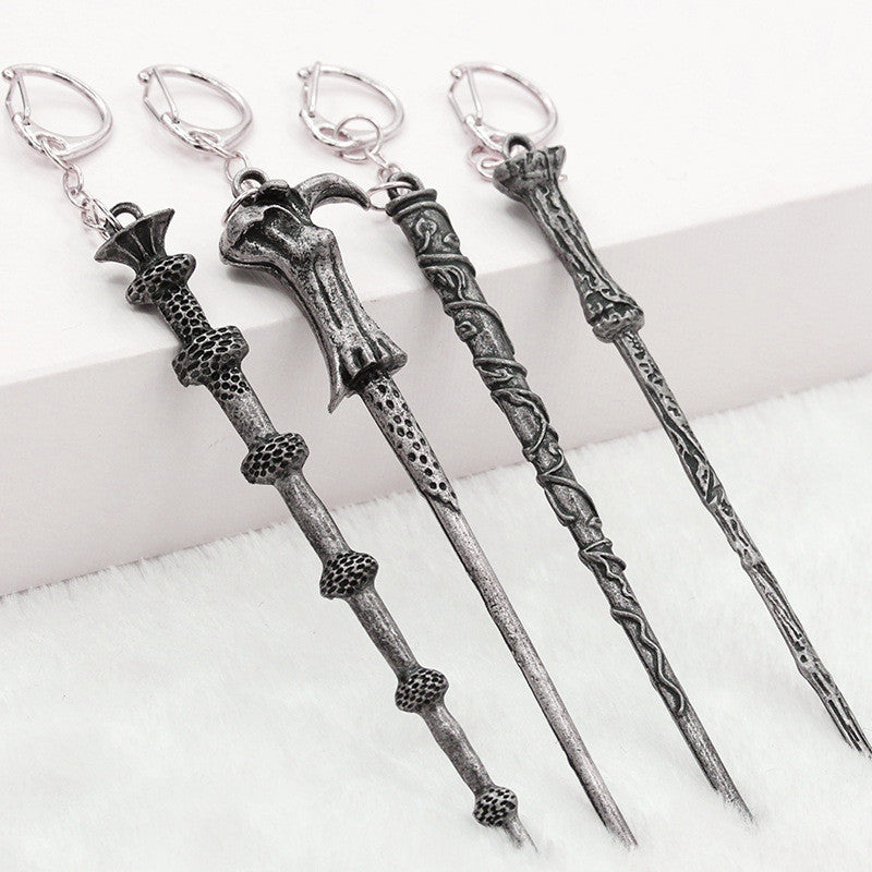 Alloy Ornament Magic Wand Key Ring-Homeunderwear