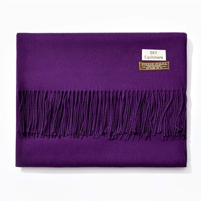 Imitation Cashmere Solid Color Thickened Tassled Scarf