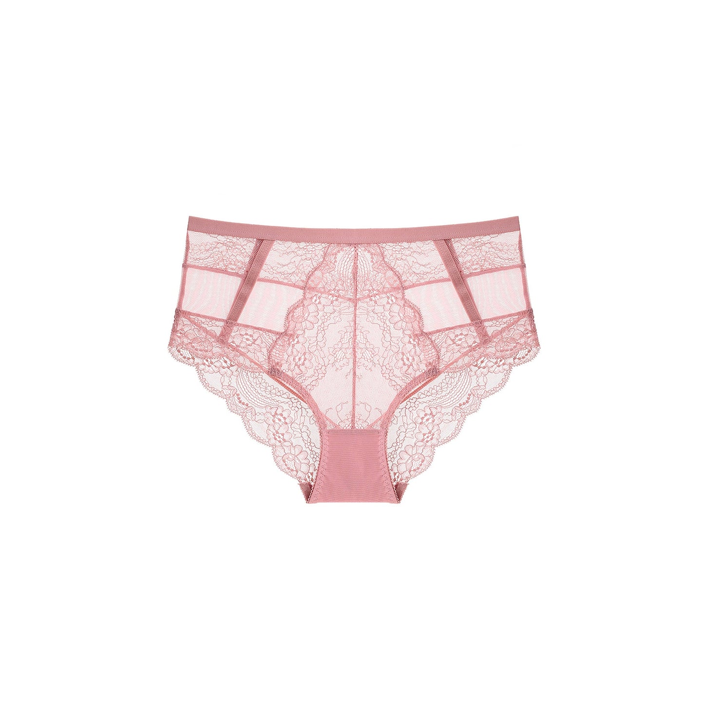 Pink Lace Hight Waist Mesh Panty Lingerie