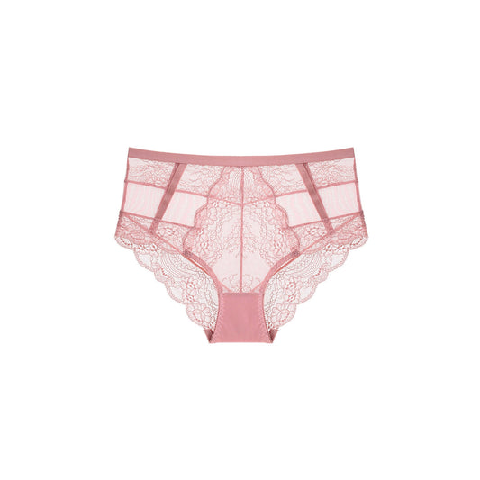 Pink Lace Hight Waist Mesh Panty Lingerie