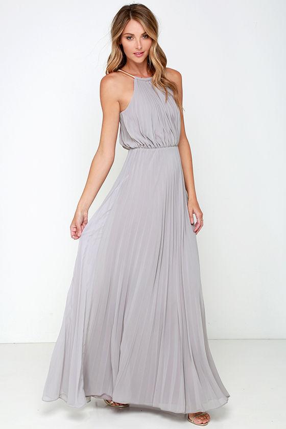 Formal Bear Shoulder Pleated Long Chiffon Maxi Party Prom Dress