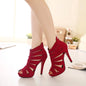 Summer Open Toe Hollow Ankle High Heel Roman Pumps Sandals