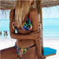 Plus Size Print Strappy Thong Bottom Bikinis