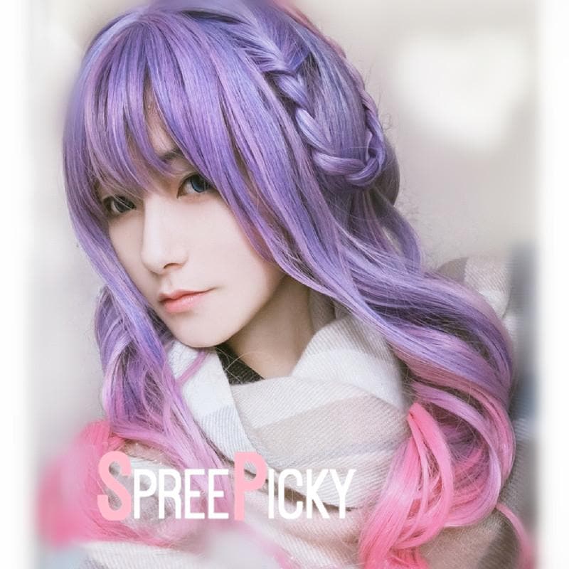 Free Shipping For Hivava Purple Pink Gradual Change Pastel Lolita Long Curl Wig