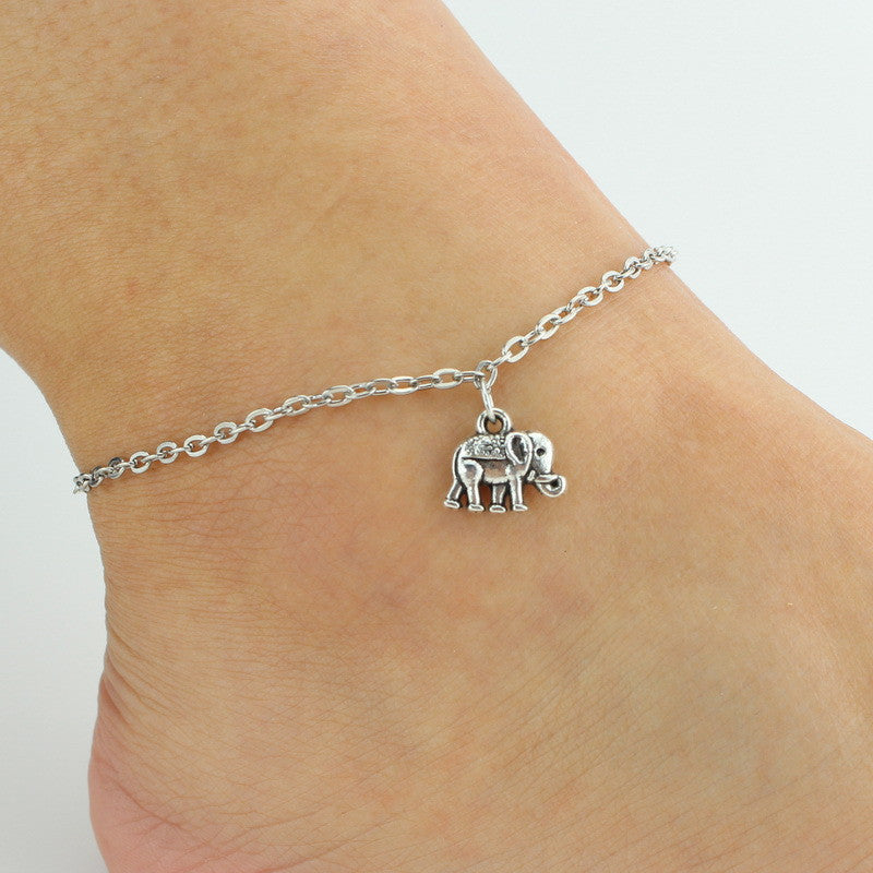 Silver Elephant Pendant Women's Anklet-Homeunderwear