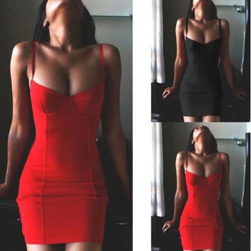 Spaghetti Strap Bodycon Sheath V-neck Backless Sexy Dress