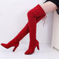 High Heel Suede Round Toe Over Knee Boots