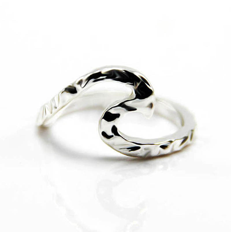 Alloy silver plated simple wave ring-Homeunderwear