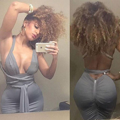 Clearance Sexy Backless Stretch Twisted Rope Club Dress