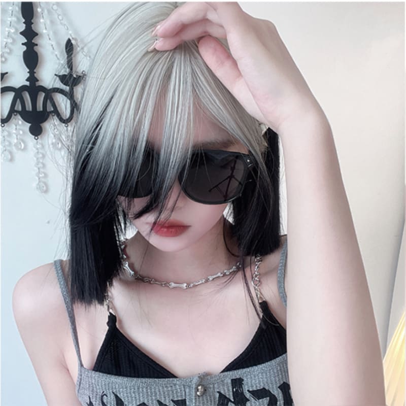 Free Shipping For Hivava eGirl Silver Gradient Black Straight Bob Wig