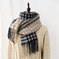 Imitated Cashmere Houndstooth Tassled Shawl Scarf