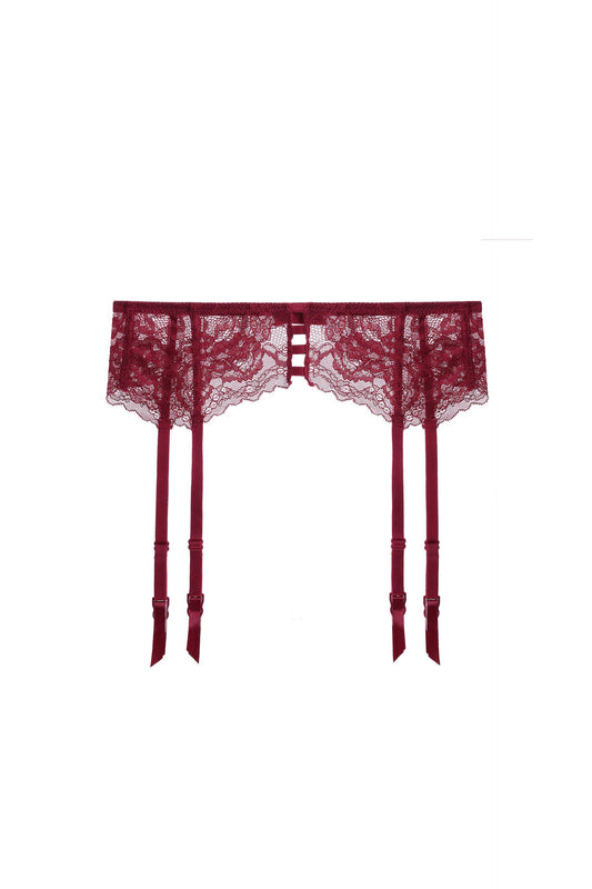 Free Shipping For Red Floral Lace Trim Garter Belt Lingerie