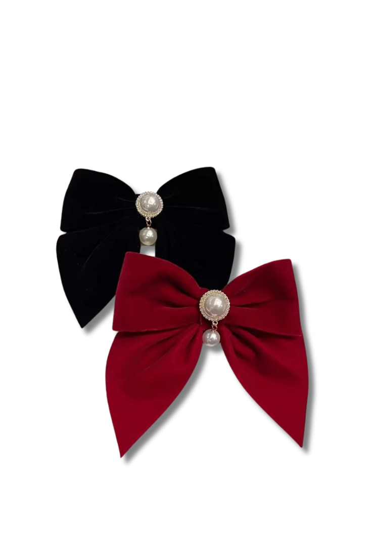 Free Shipping For Pearl Velvet Hair Bow