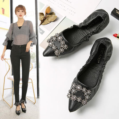 Black omelet spring and autumn flat shoes