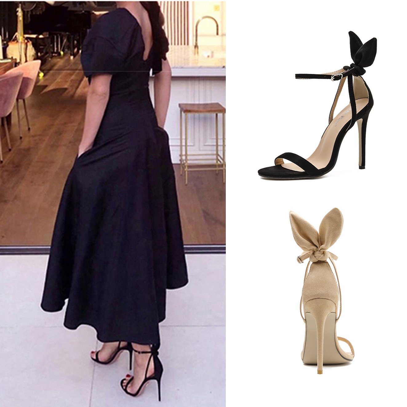 Rabbit Ear Super High Heel Versatile Sandals