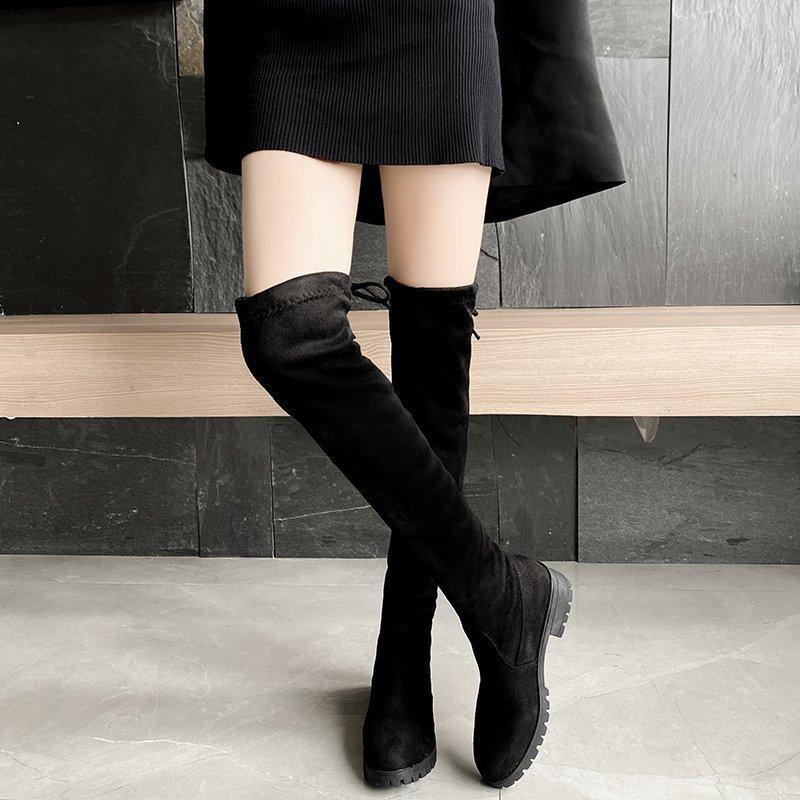 Elastic Thick Heel Round Head Plush Large Fashion Boots