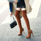 Autumn And Winter Pointed Ultra-Fine High Heel Elastic Velvet Knee High Boots-Homeunderwear