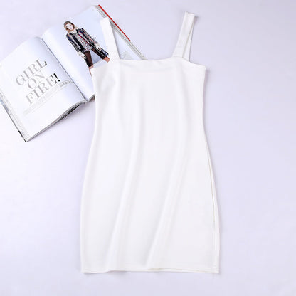 Pure Color O-neck Open Back Body-con Mini  Dress