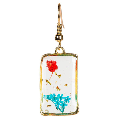 Free Shipping For DRIED FLOWER RECTANGLE EARRING