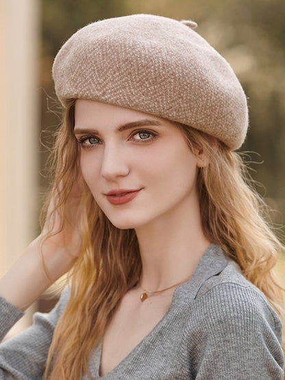 British Style Vintage Wool Beret Hat-Homeunderwear