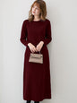 Simple Solid Color Round-Neck A-Line Midi Dress