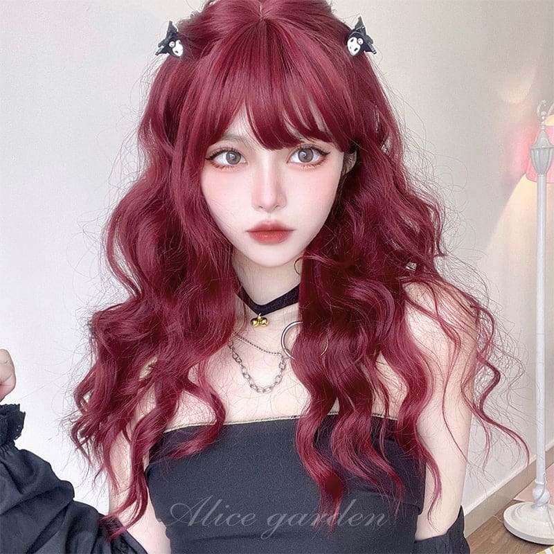 Free Shipping For Hivava Cute Mermaid Style Cherry Red Curly Wig