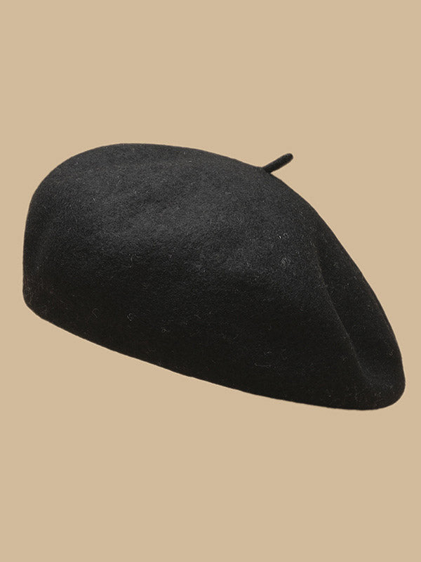 Simple Wool Solid Color Beret Hat-Homeunderwear