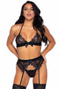 Free Shipping For 3 Piece Eyelash Lace Lingerie Set