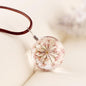 Manual Dandelion Clovers Lace Dried Flower Glass Ball Time Gem Clavicle Pendant Necklace-Homeunderwear