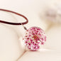 Manual Dandelion Clovers Lace Dried Flower Glass Ball Time Gem Clavicle Pendant Necklace-Homeunderwear