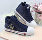 Unique Denim Skull Lace Up High Sneakers Shoes-Homeunderwear