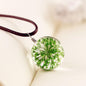 Manual Dandelion Clovers Lace Dried Flower Glass Ball Time Gem Clavicle Pendant Necklace-Homeunderwear