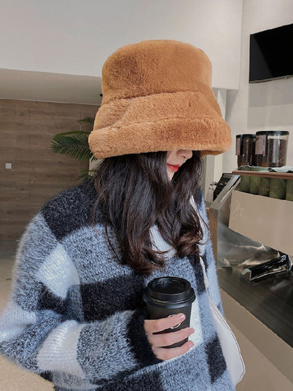 Winter Faux Fur Bucket Hat-Homeunderwear